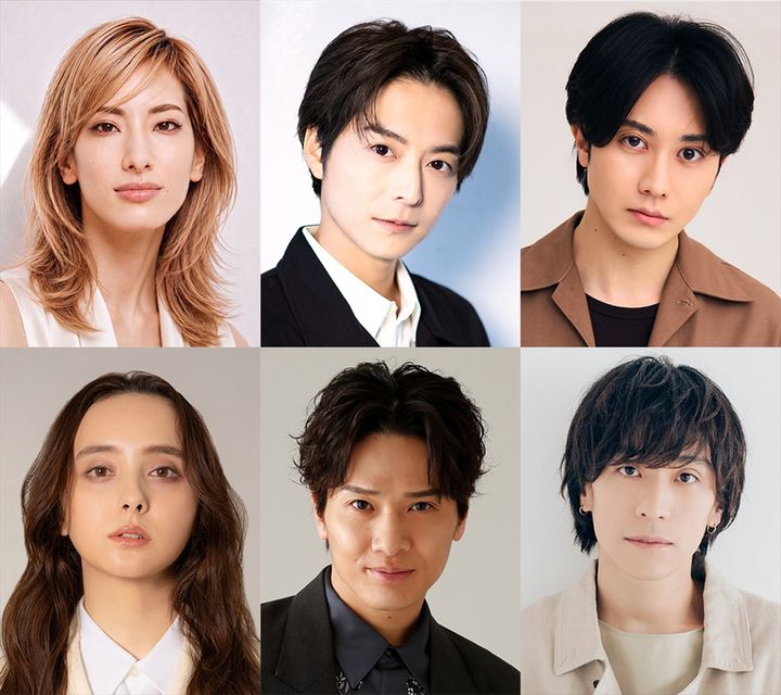 ミュージカル『メアリ・シェリー』に出演する（上段左から）柚香光、小池徹平、太田基裕、（下段左から）石田ニコル、木内健人、平間壮一 width=