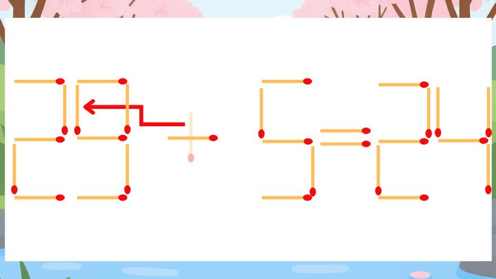 【マッチ棒クイズ】1本だけ動かして正しい式に：23+5=24？の解答画像