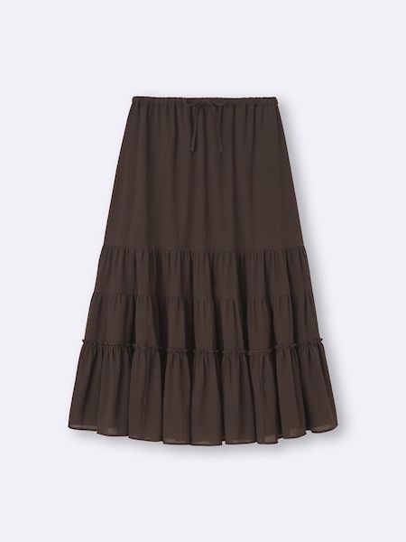 【GU】軽くて涼しい「ティアードフレアスカート」