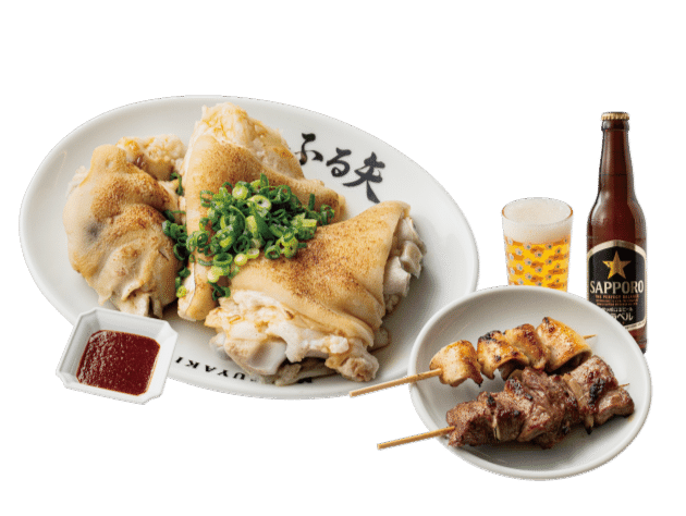 KUOHKA アニバーサリーセット もつ焼き ふる矢 ／ 黒ラベル（小瓶）・豚足・さがり・なんこつ