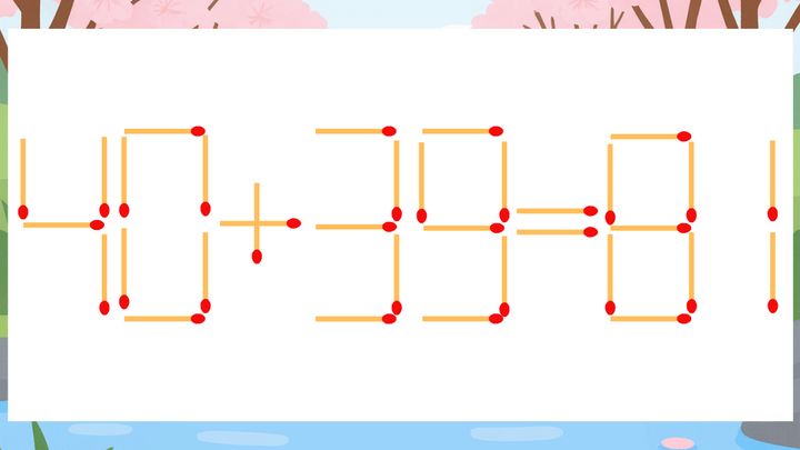 【マッチ棒クイズ】1本だけ動かして正しい式に：40+39=81？の問題画像