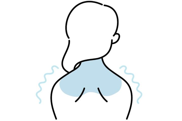 首や方周りが冷えて全身が冷えている女性のイラスト