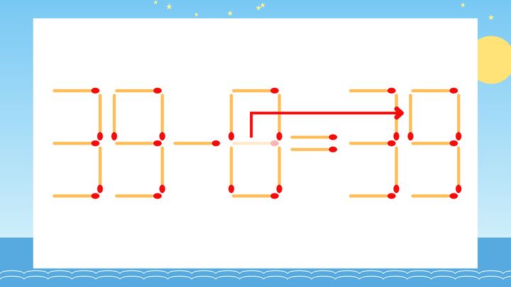 【マッチ棒クイズ】1本だけ動かして正しい式に：39-8=33？の解答画像