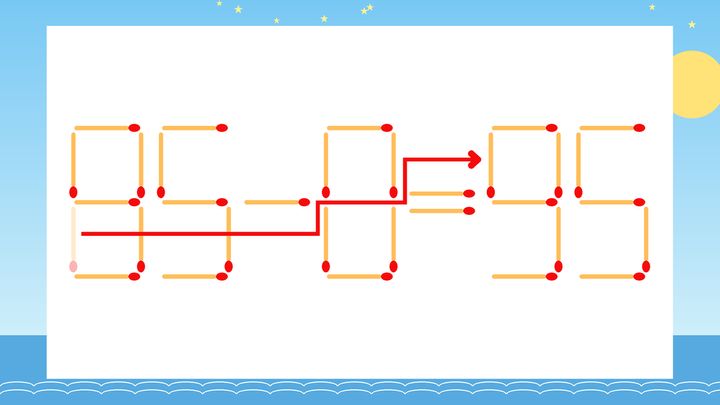 【マッチ棒クイズ】1本だけ動かして正しい式に：85-0=35？の解答画像