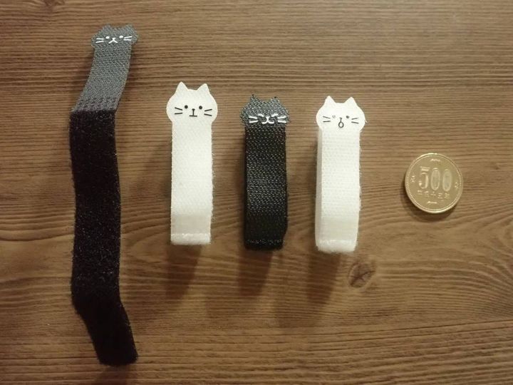 ダイソー：ケーブルタイ(ねこ柄、4本)