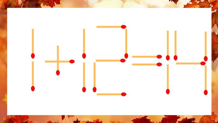 【マッチ棒クイズ】1本だけ動かして正しい式に：1+12=14？の問題画像