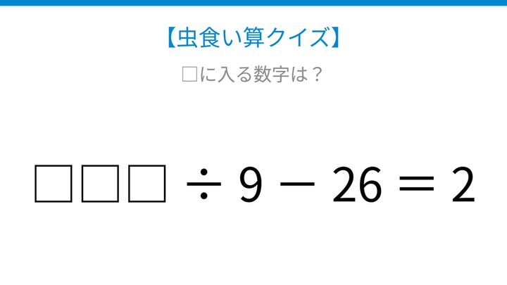 【虫食い算クイズ】□に入る数字は？論理で解ける！の問題画像