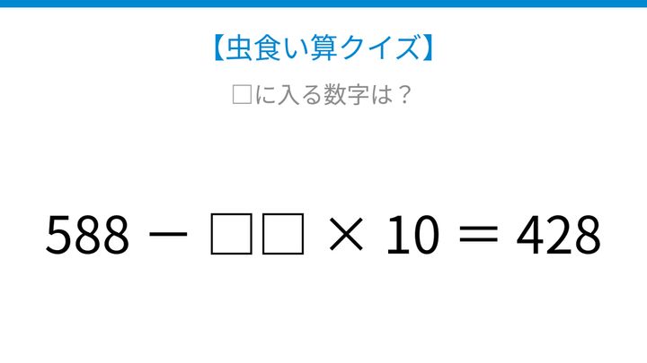 【虫食い算クイズ】□に入る数字は？論理で解ける！の問題画像