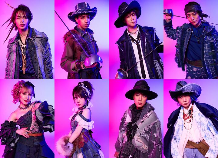 ミュージカル『三銃士：Reborn』に出演する（上段左から）上田竜也、草間リチャード敬太、林翔太、今江大地、（下段左から）玉置成実、田中れいな、内博貴、内海光司 width=