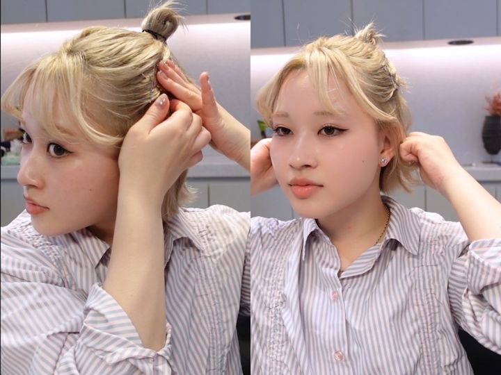 ひと手間でグッとキュートに！ハーフアップお団子×ピンアレンジ【美容師監修ボブヘアアレンジ04TWIGGY.】