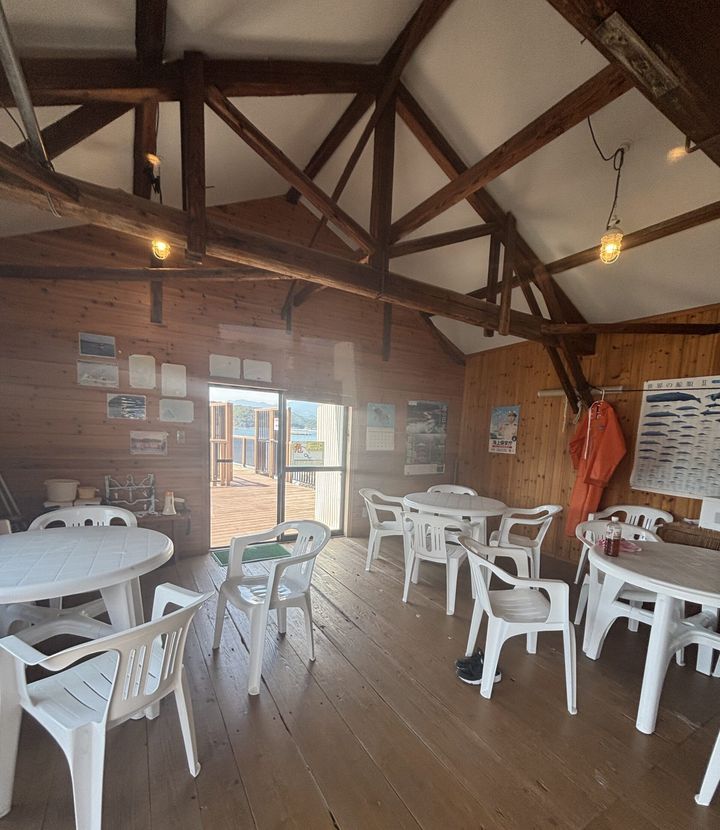 カヤック小屋で受付