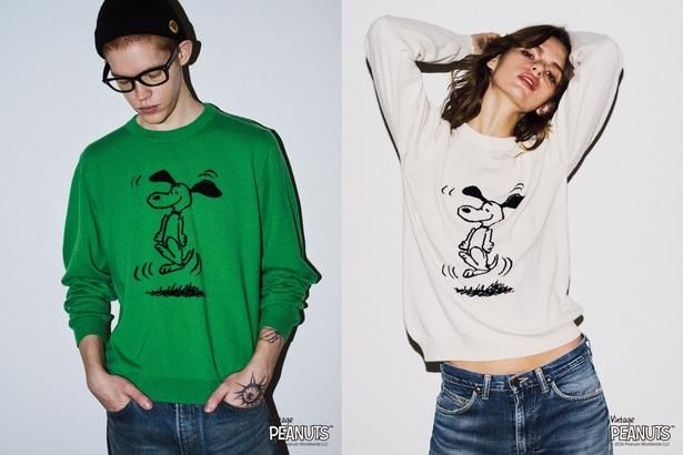 ダンシングスヌーピーをインターシャで表現。「ルシアン ペラフィネ」×PEANUTSコラボのカシミアニット