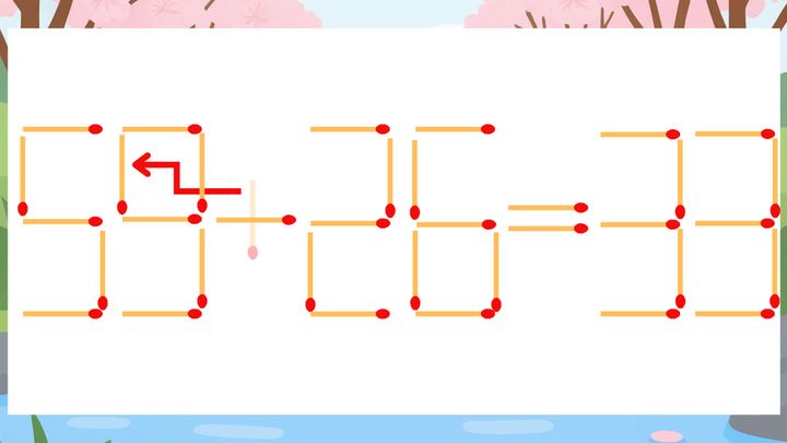 【マッチ棒クイズ】1本だけ動かして正しい式に：53+26=33？の解答画像