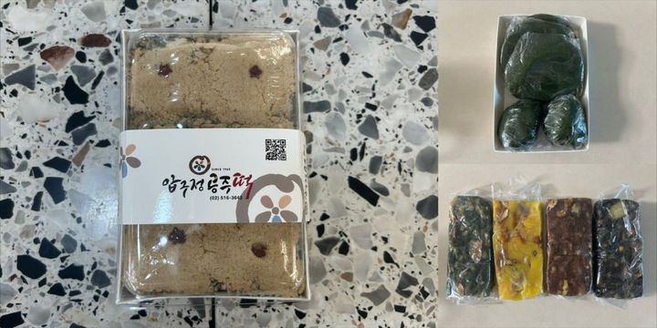 左から、トゥトプトッ、スッゲトッ、スクソンビョン、栄養餅