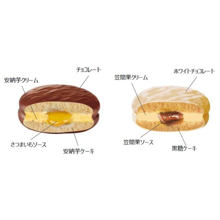 安納芋と笠間栗をそれぞれケーキとクリームの両方に使用。