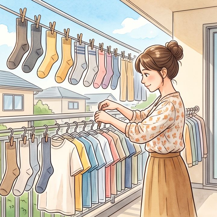 種類ごとにきっちり揃えて干す