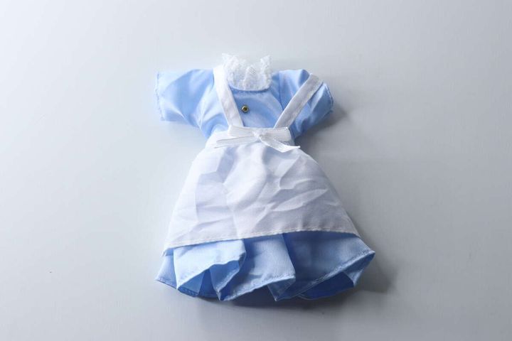 広げられた水色のエプロンドレスの追加衣装