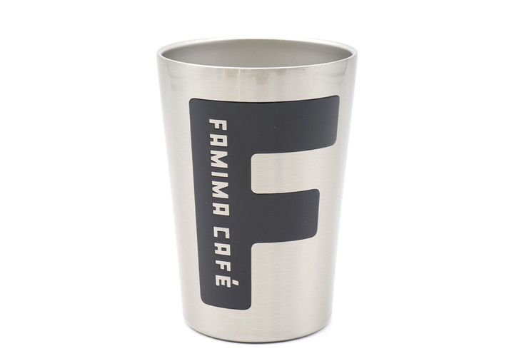FAMIMA CAFEロゴ入りステンレス製タンブラー正面
