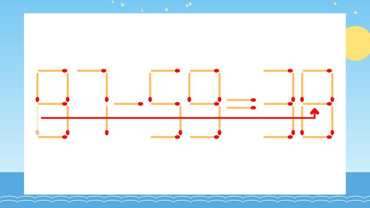 【マッチ棒クイズ】1本だけ動かして正しい式に：87-59=30？の解答画像