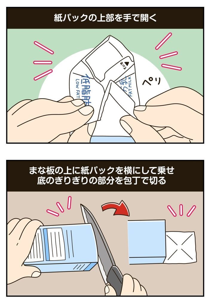 牛乳パックを開くなら絶対コレ！牛乳パックが一瞬でパカッ♡知ったら戻れない家事の裏ワザ
