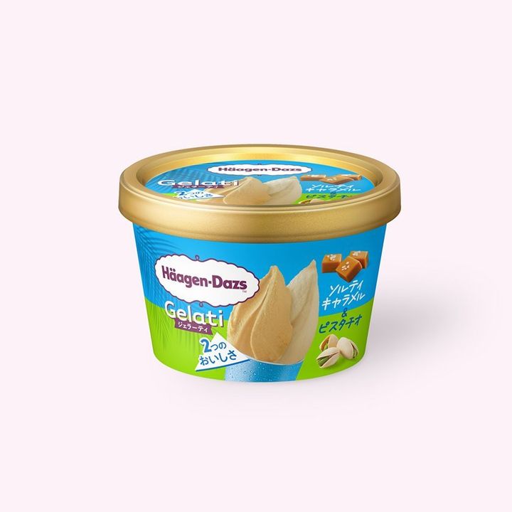 ミニカップ Gelati「ソルティキャラメル＆ピスタチオ」のパッケージ