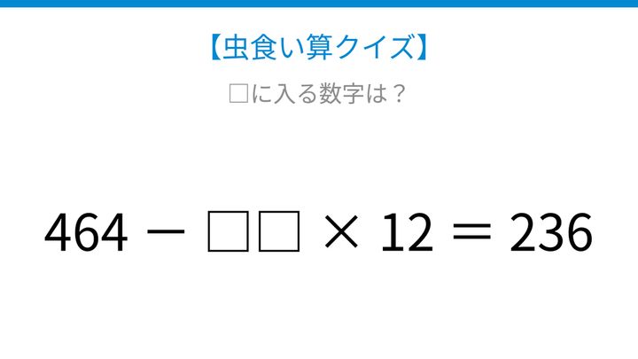 【虫食い算クイズ】□に入る数字は？論理で解ける！の問題画像