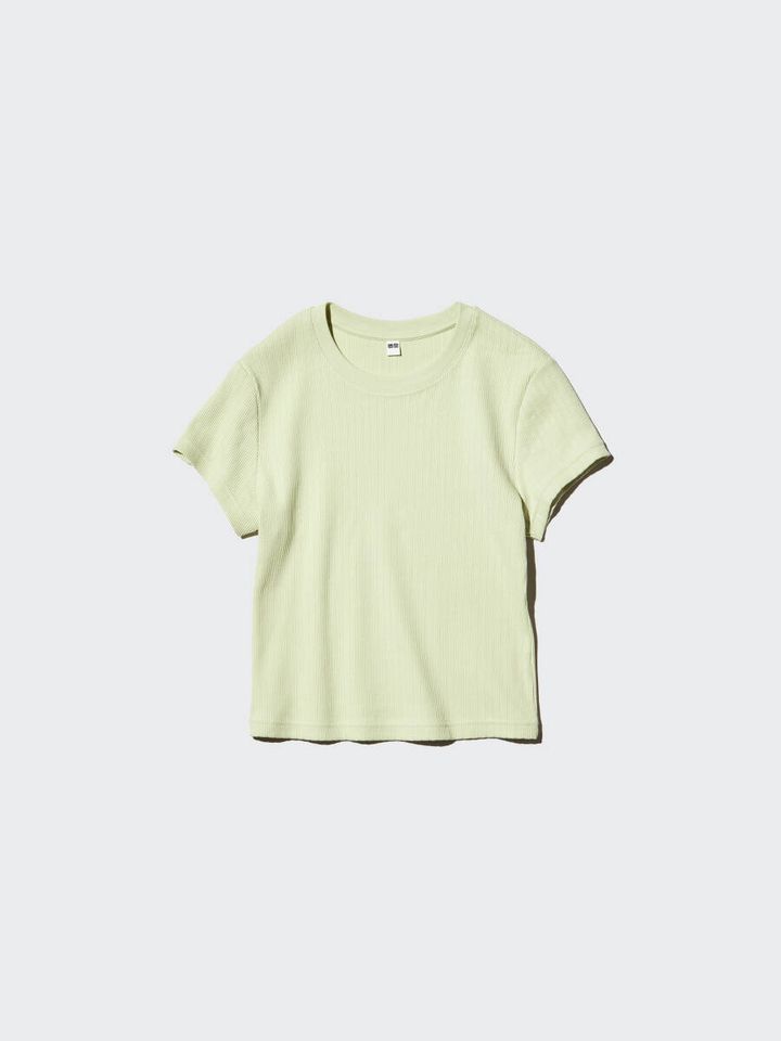 ライトグリーンのリブミニTシャツ
