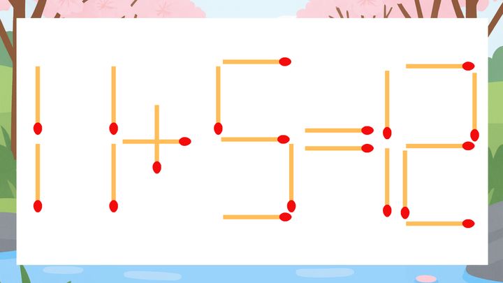 【マッチ棒クイズ】1本だけ動かして正しい式に：11+5=12？の問題画像