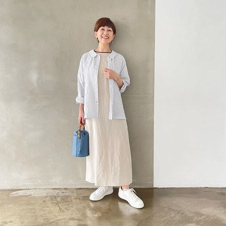残暑にぴったり、ワンピース×シャツはおり