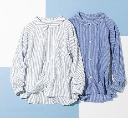 夏と秋のつなぎはコットンシャツを羽織って