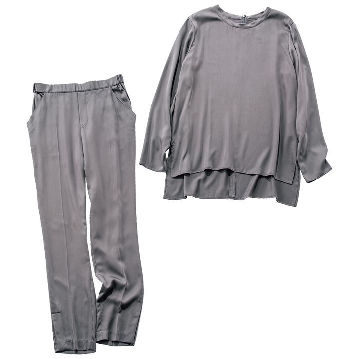 ブラウス、パンツ［ともにシワになりにくい・接触冷感］