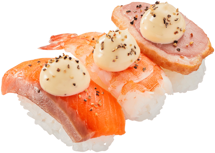 「3種のトリュフマヨ寿司食べ比べ」の握り寿司