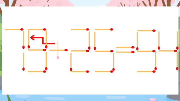 【マッチ棒クイズ】1本だけ動かして正しい式に：73+25=54？の解答画像