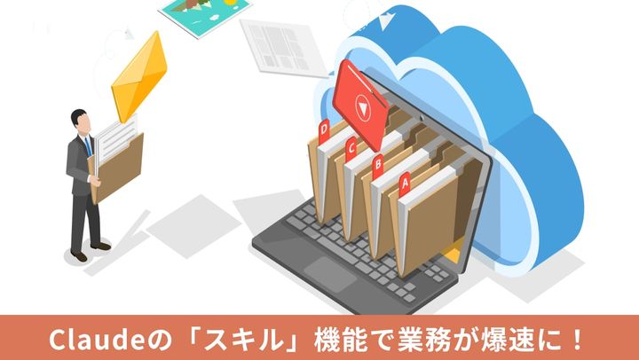 Claudeのスキル（Agent Skills）機能を使って業務手順や指示をパッケージ化し自動化する操作イメージ