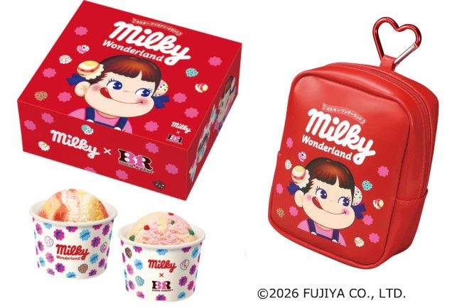 不二家「ミルキー」×「サーティワン」コラボは明日から！ ペコちゃんのグッズ付きメニューなど登場 width=
