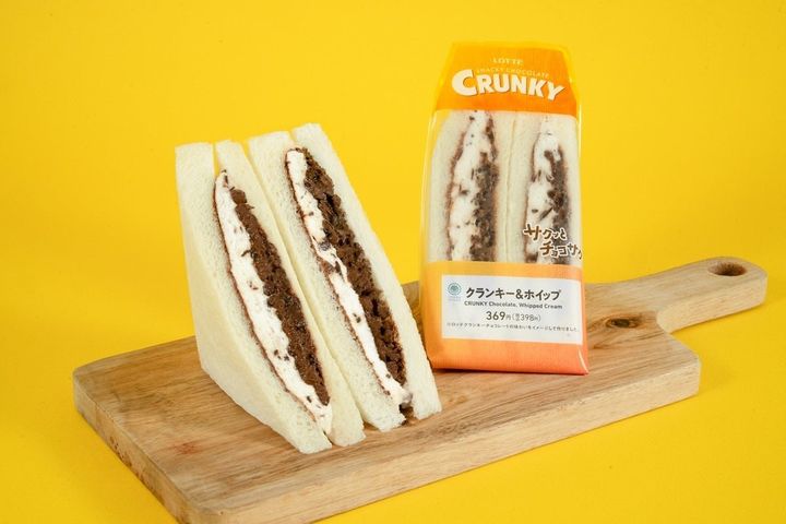 クランキー＆ホイップサンドの断面とパッケージ
