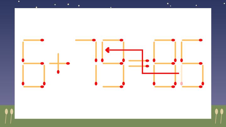 【マッチ棒クイズ】1本だけ動かして正しい式に：6+73=86？の解答画像