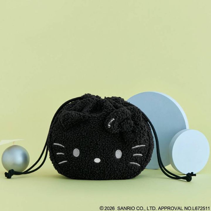 HELLO KITTY × BRILMY ズボラさんでも整理がかなう 巾着コスメポーチ BOOK BLACK ver. SPECIAL PACKAGE
