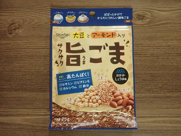 DAISO(ダイソー)：真誠 サクサク旨ごま おかかしょうゆ味 25g
