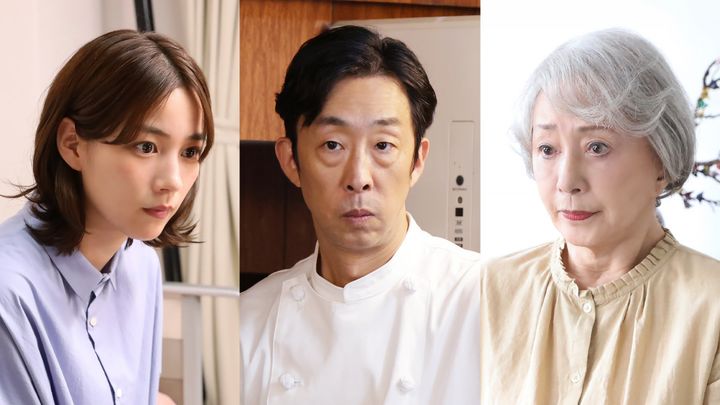 （左から）のん、北村有起哉、加賀まりこ （C）テレビ東京 width=