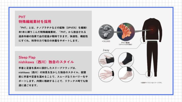 西川［エアーリカバリー］：Sleep Flapやストレッチ性に特徴