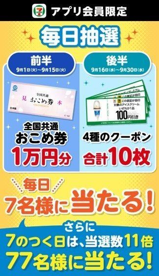 セブン‐イレブンアプリ「毎日抽選」の告知バナー