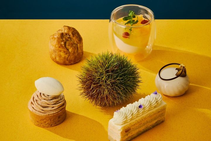 栗アフタヌーンティーのスイーツ5種