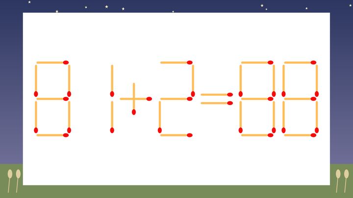 【マッチ棒クイズ】1本だけ動かして正しい式に：81+2=88？の問題画像