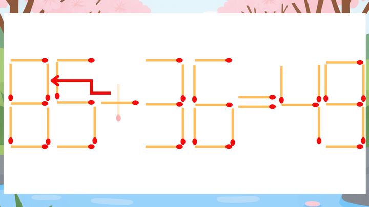 【マッチ棒クイズ】1本だけ動かして正しい式に：65+36=49？の解答画像