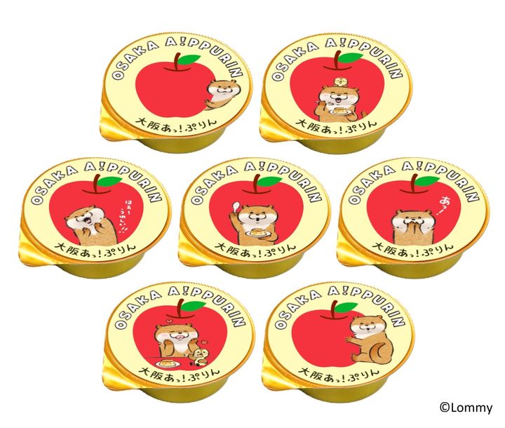 「大阪あっ！ぷりん」パッケージに描かれた7種のカワウソイラスト