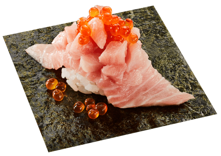 大とろといくらを盛った「ほおばる贅沢！大とろ尽くし包み いくらのせ」