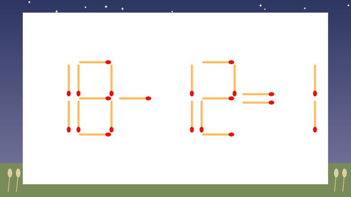 【マッチ棒クイズ】1本だけ動かして正しい式に：18-12=1？の問題画像