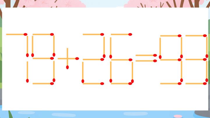 【マッチ棒クイズ】1本だけ動かして正しい式に：79+26=93？の問題画像