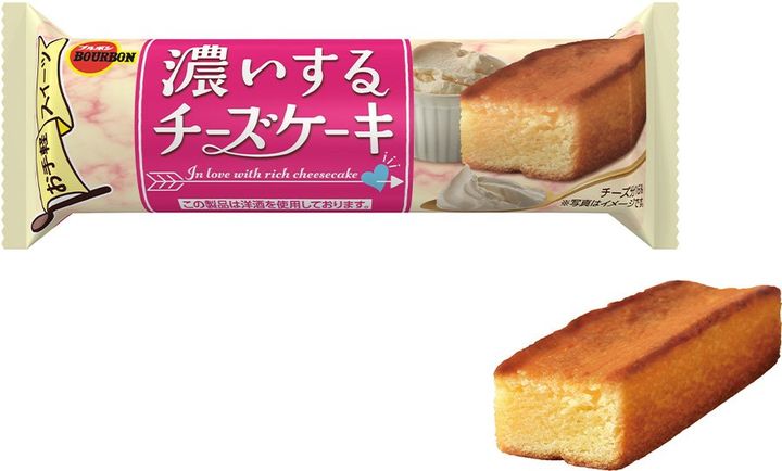 「濃いするチーズケーキ」のパッケージと断面